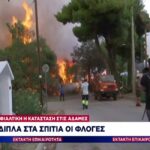 Εφιαλτική η κατάσταση στις Αδάμες – Δίπλα στα σπίτια οι φλόγες (vid)