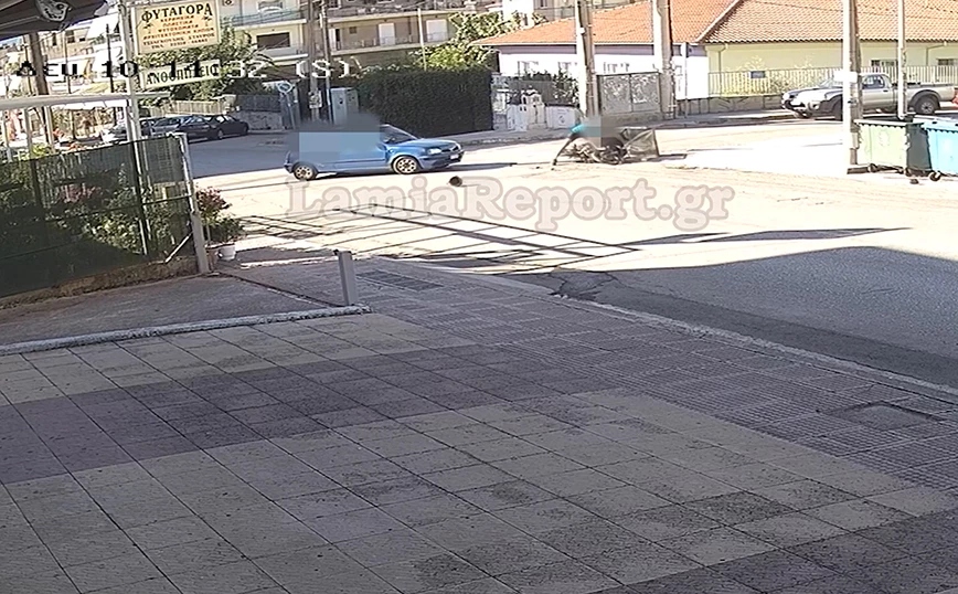 Λαμία: Καρέ – καρέ το τροχαίο με τον ντελιβερά (vid)