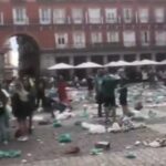 Άφησαν πίσω τους… συντρίμμια σε πλατεία της Μαδρίτης οι οπαδοί της Σέλτικ (vid)