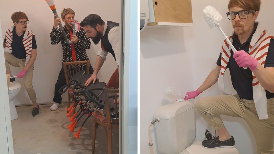 Συγκρότημα με μουσικά όργανα… τουαλέτας (vid)