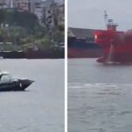 Βούτηξαν στη θάλασσα για να αποφύγουν σύγκρουση με τάνκερ (vid)