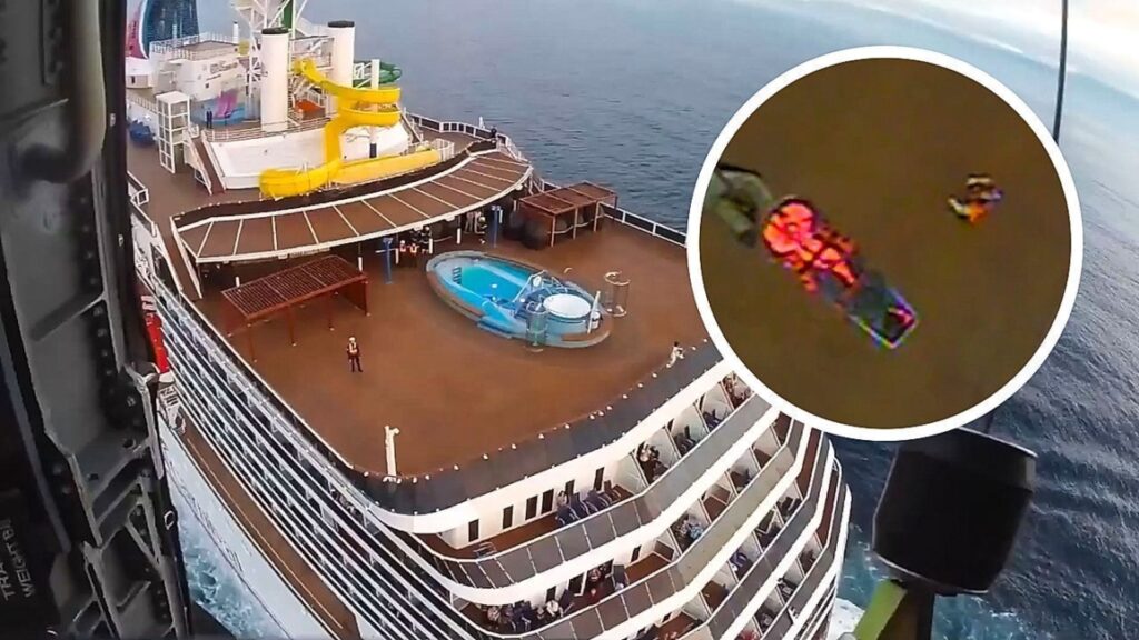 Θεαματική εναέρια διάσωση επιβάτη κρουαζιερόπλοιου (vid)