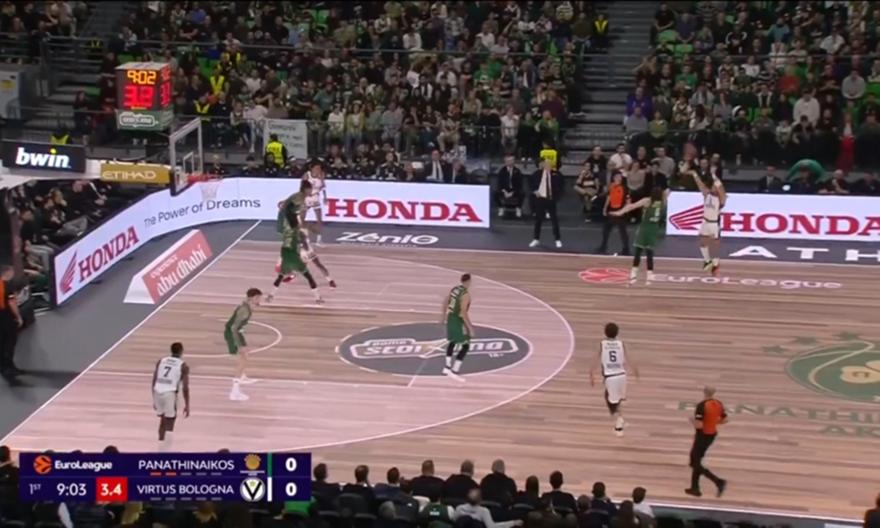 Μεγάλο τρίποντο του Έντουαρντς από τα 10 μέτρα κόντρα στον Παναθηναϊκό (vid)