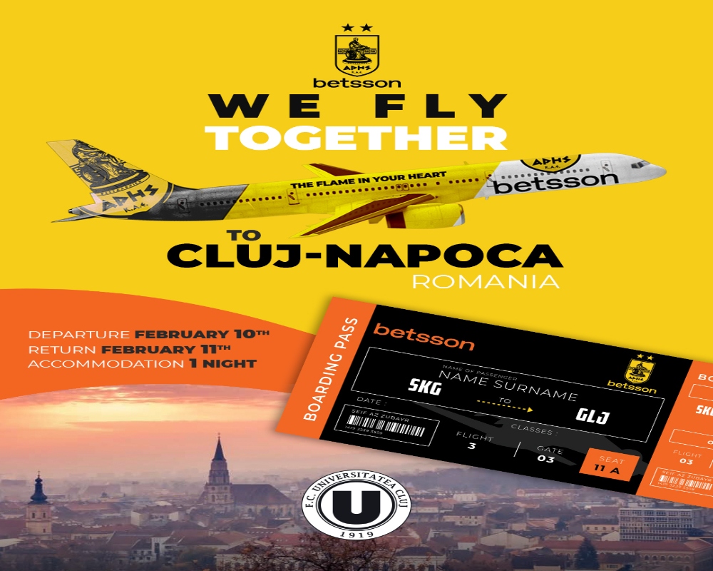 Η ΚΑΕ ΑΡΗΣ Betsson βάζει τσάρτερ για τον αγώνα με την Κλουζ